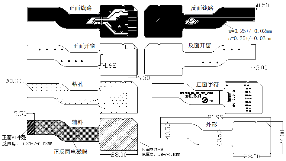 衛星導航燒錄存儲模塊柔性組件化線路板分層圖 衛星導航燒錄存儲模塊柔性組件化線路板分層圖